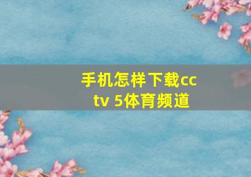 手机怎样下载cctv 5体育频道